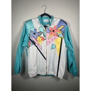 Vintage Teddi windbreaker jacket with a retro abstract and floral design #38